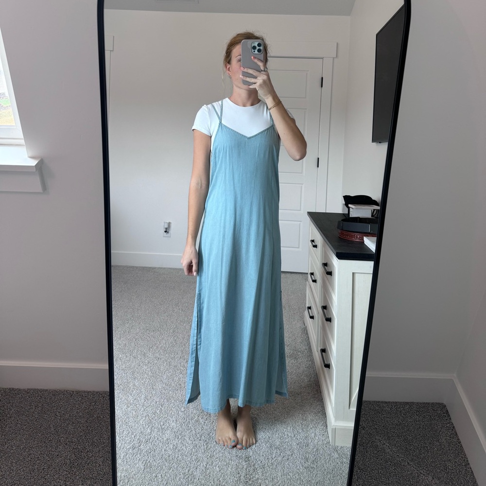 Aerie Blue/Denim Spaghetti Strap Maxi Sundress
